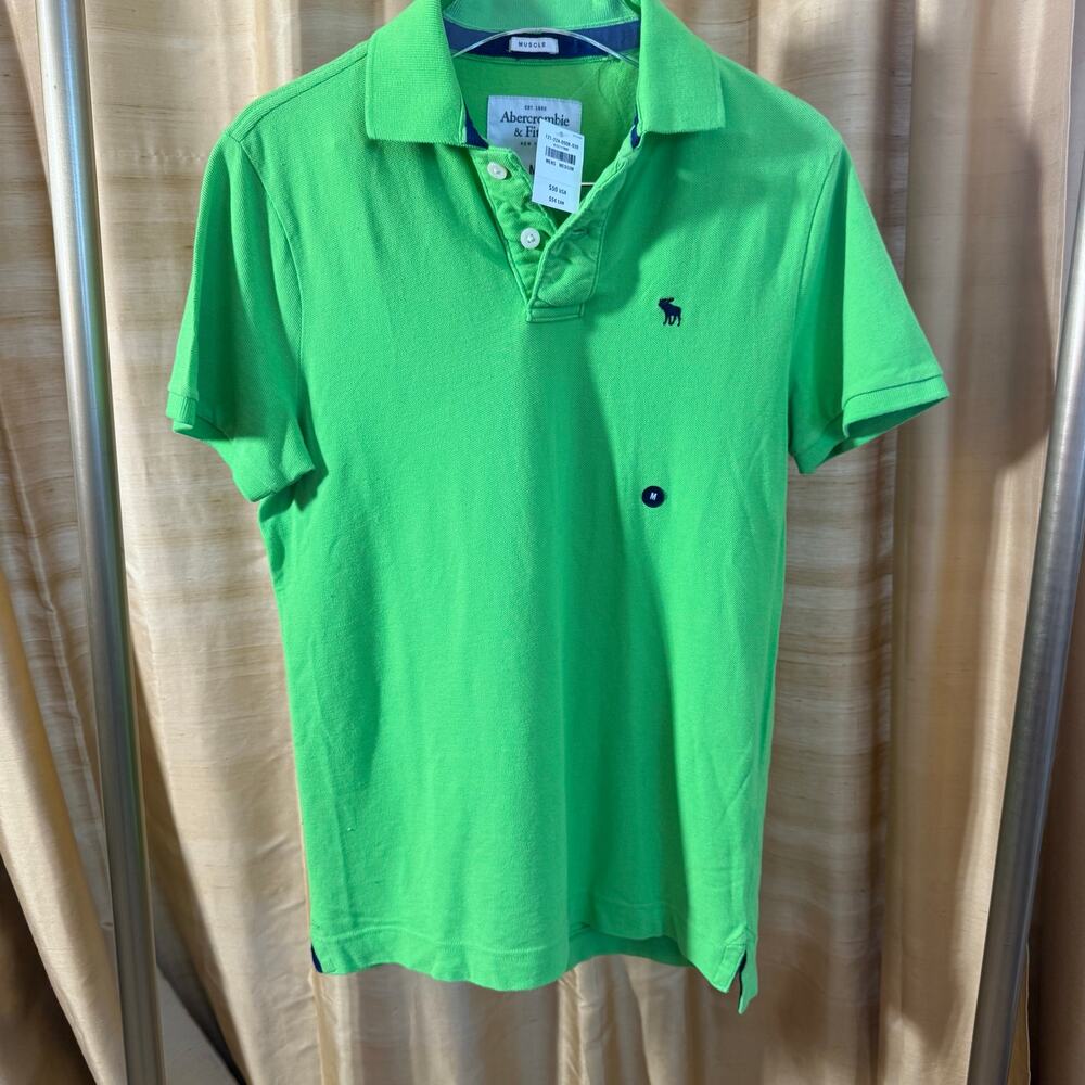 Y2K Abercrombie & Fitch Polo Shirt Mens Muscle Fit Moose Logo NEW - Picture 9 of 9